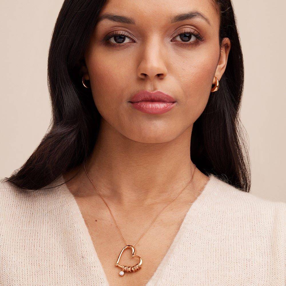 Charmante Herzkette mit gravierten Beads und 0,25 ct Diamant - rosévergoldetes Sterlingsilber-4 Produktfoto