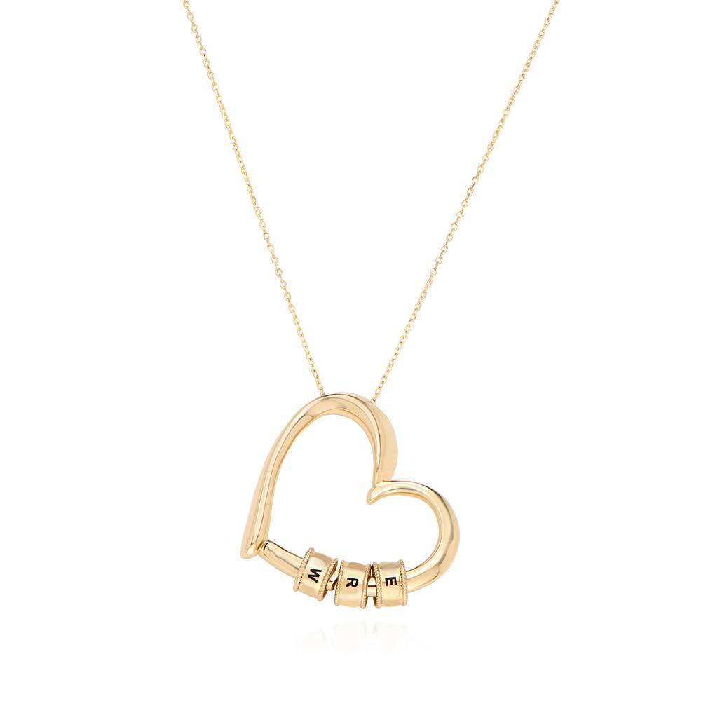 Charmante Herzkette mit gravierten Buchstaben-Beads - 417er Gelbgold-2 Charmante Herzkette mit gravierten Buchstaben-Beads - 417er Gelbgold-2 Produktfoto