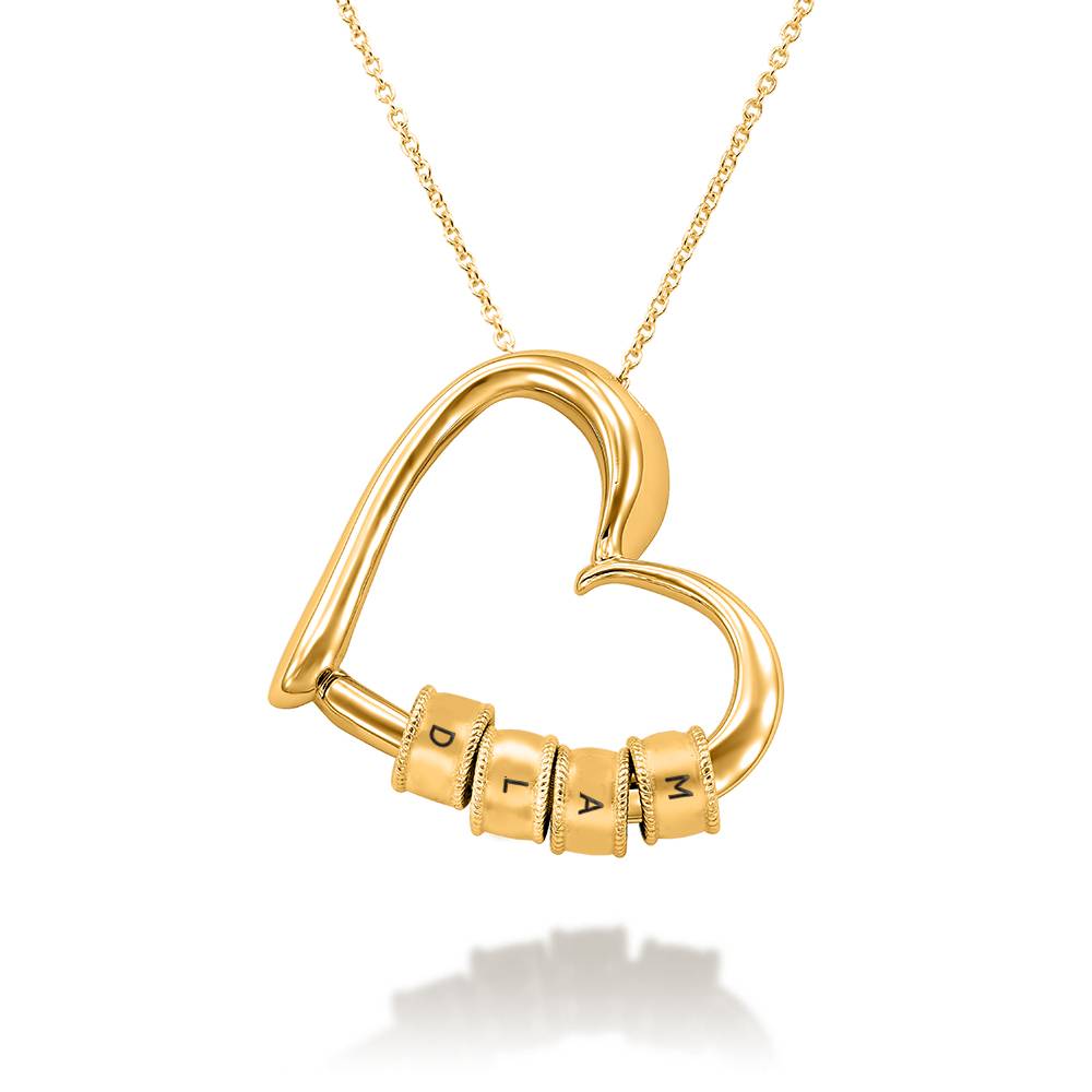 Charmante Herzkette mit gravierten Buchstaben-Beads - Gold-Vermeil-5 Charmante Herzkette mit gravierten Buchstaben-Beads - Gold-Vermeil-5 Produktfoto
