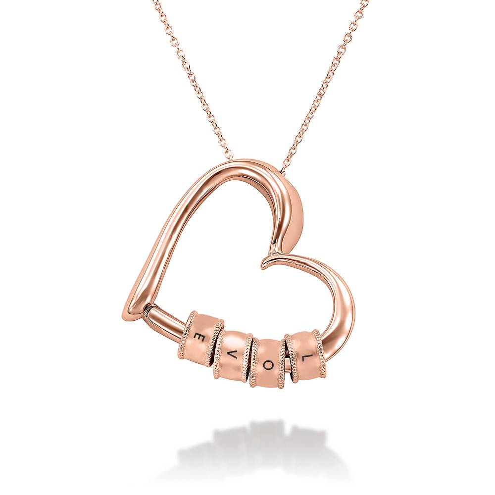 Charmante Herzkette mit gravierten Buchstaben-Beads - Roségold-Vermeil-3 Charmante Herzkette mit gravierten Buchstaben-Beads - Roségold-Vermeil-3 Produktfoto