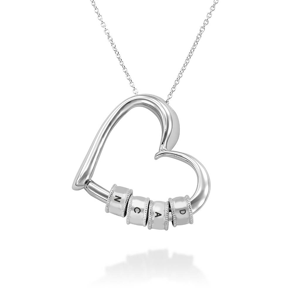 Charmante Herzkette mit gravierten Buchstaben-Beads - 925er Sterlingsilber-1 Charmante Herzkette mit gravierten Buchstaben-Beads - 925er Sterlingsilber-1 Produktfoto