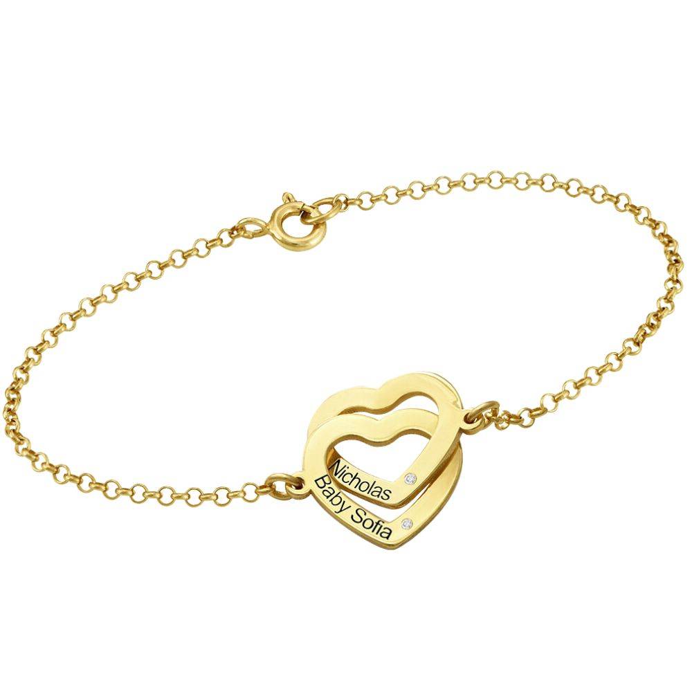 Claire Armband mit verschlungenen Herzen und Diamanten - in 417er Gelbgold-1 Produktfoto