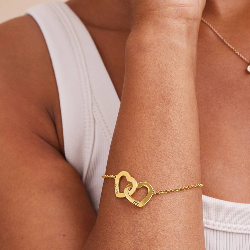 Claire Armband mit verschlungenen Herzen und Diamanten - in 417er Gelbgold-3 Produktfoto