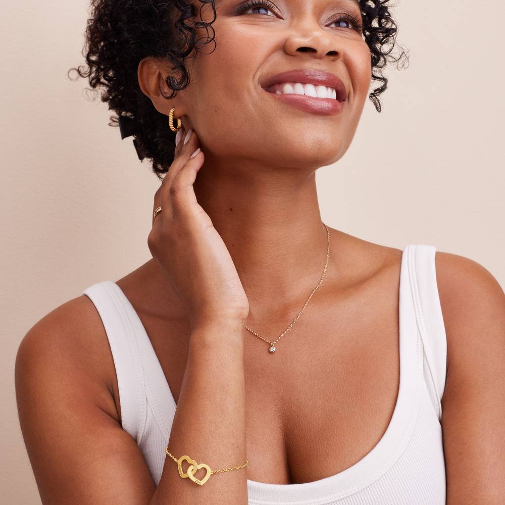 Claire Armband mit verschlungenen Herzen und Diamanten - in 417er Gelbgold-2 Produktfoto