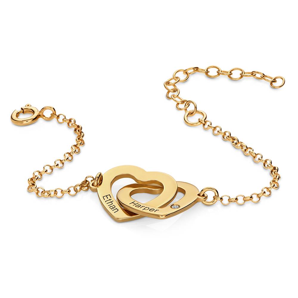 Claire Armband mit verschlungenen Herzen und Diamanten - in 417er Gelbgold-4 Produktfoto