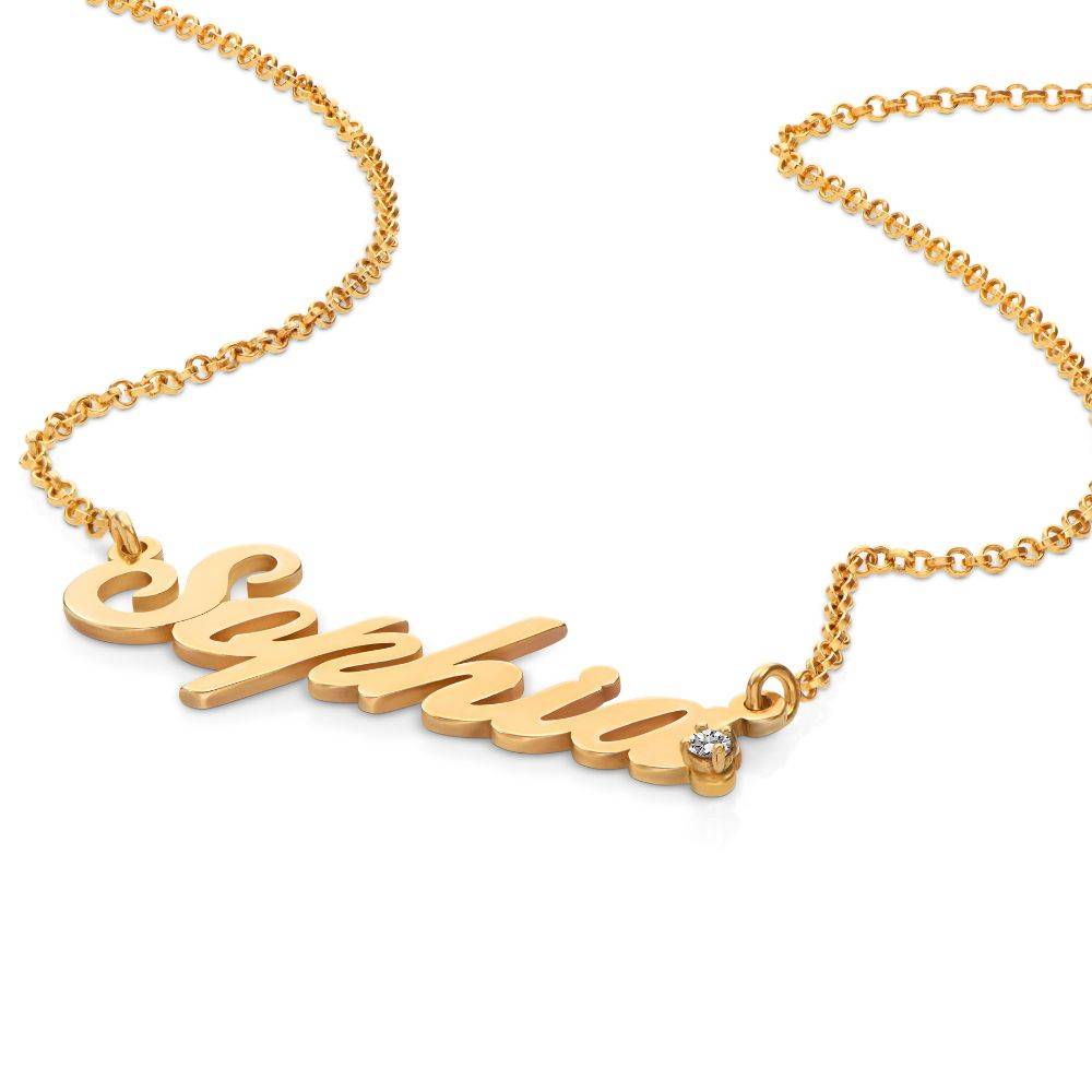 Klassische Cocktail Namenskette mit Diamant - Gold-Vermeil-5 Produktfoto