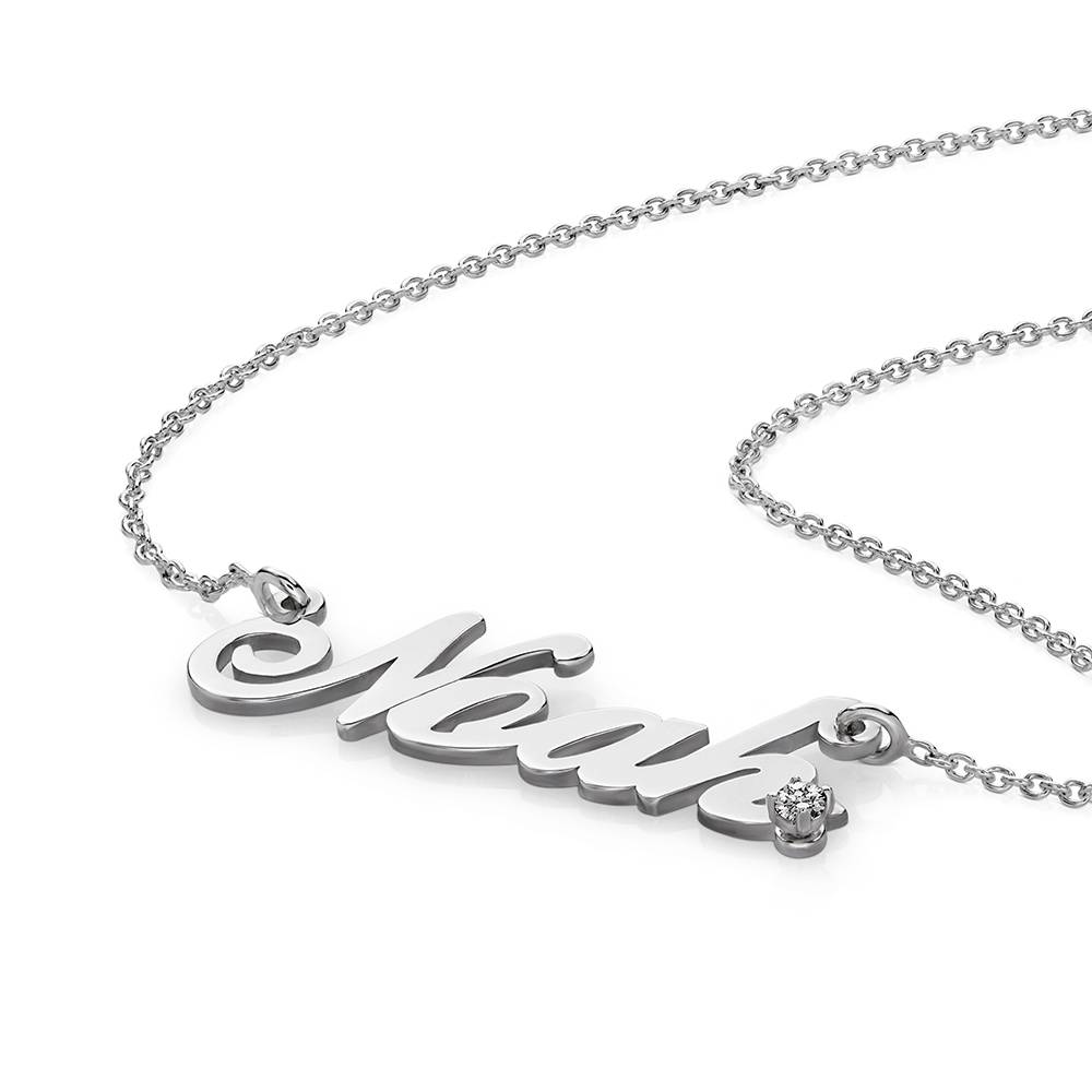 Klassische Cocktail Namenskette mit Diamant - Silber-5 Produktfoto