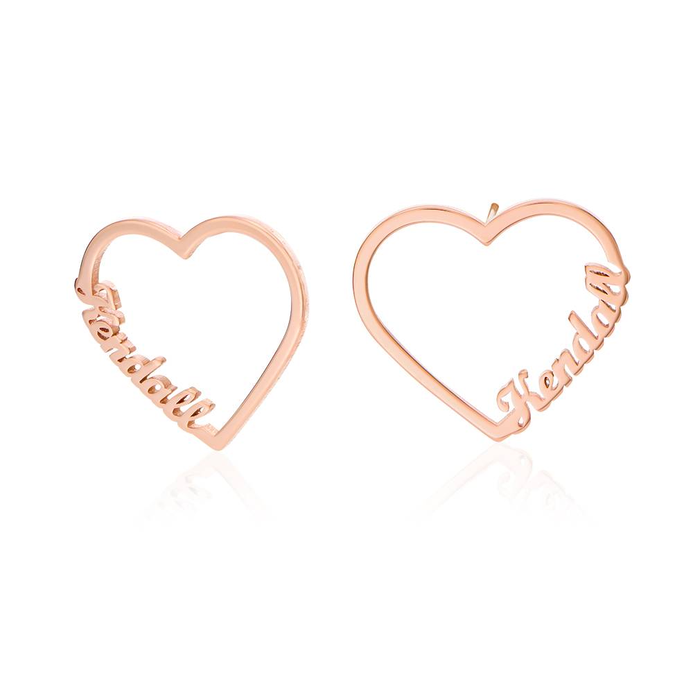 Herzförmige Ohrringe mit zwei Namen - rosévergoldetes Sterlingsilber-2 Herzförmige Ohrringe mit zwei Namen - rosévergoldetes Sterlingsilber-2 Produktfoto