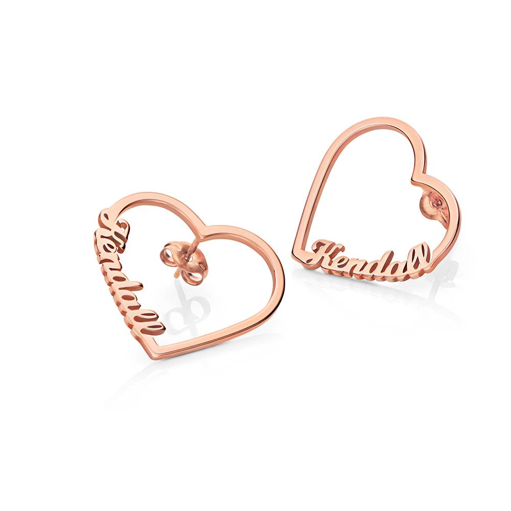Herzförmige Ohrringe mit zwei Namen - rosévergoldetes Sterlingsilber-1 Herzförmige Ohrringe mit zwei Namen - rosévergoldetes Sterlingsilber-1 Produktfoto