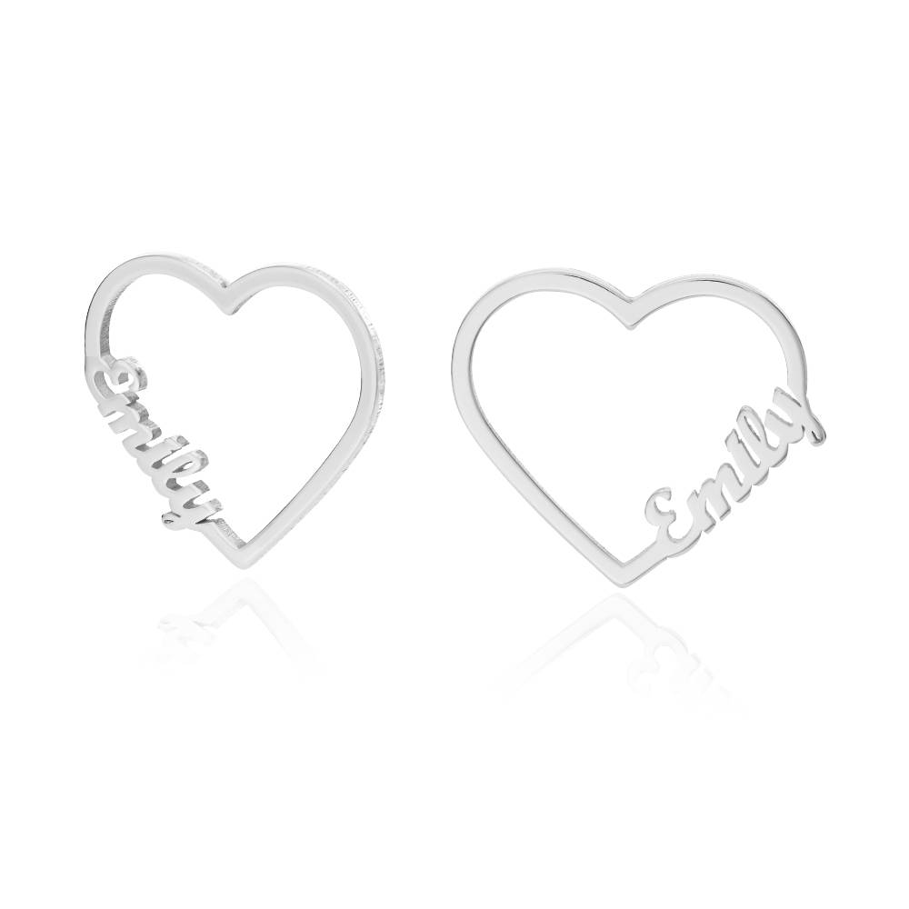 Herzfoermige Ohrringe mit zwei Namen - 925er Sterlingsilber-4 Herzfoermige Ohrringe mit zwei Namen - 925er Sterlingsilber-4 Produktfoto