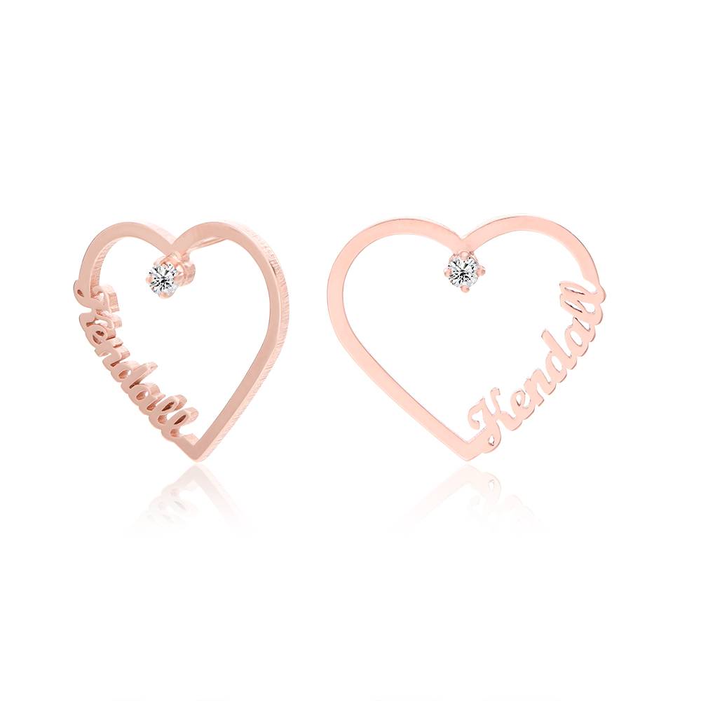 Herzförmige Ohrringe mit zwei Namen und 0,05 ct Diamanten - rosévergoldetes Sterlingsilber-4 Herzförmige Ohrringe mit zwei Namen und 0,05 ct Diamanten - rosévergoldetes Sterlingsilber-4 Produktfoto