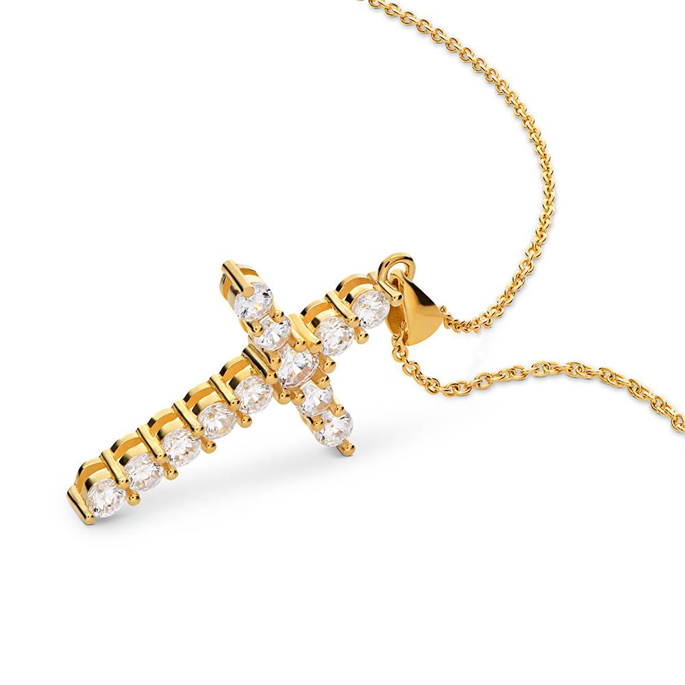 Zirkonia Kreuz Anhänger Halskette - Gold-Vermeil-3 Zirkonia Kreuz Anhänger Halskette - Gold-Vermeil-3 Produktfoto