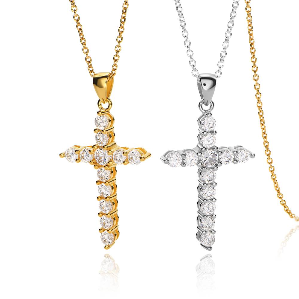 Zirkonia Kreuz Anhänger Halskette - Gold-Vermeil-2 Zirkonia Kreuz Anhänger Halskette - Gold-Vermeil-2 Produktfoto