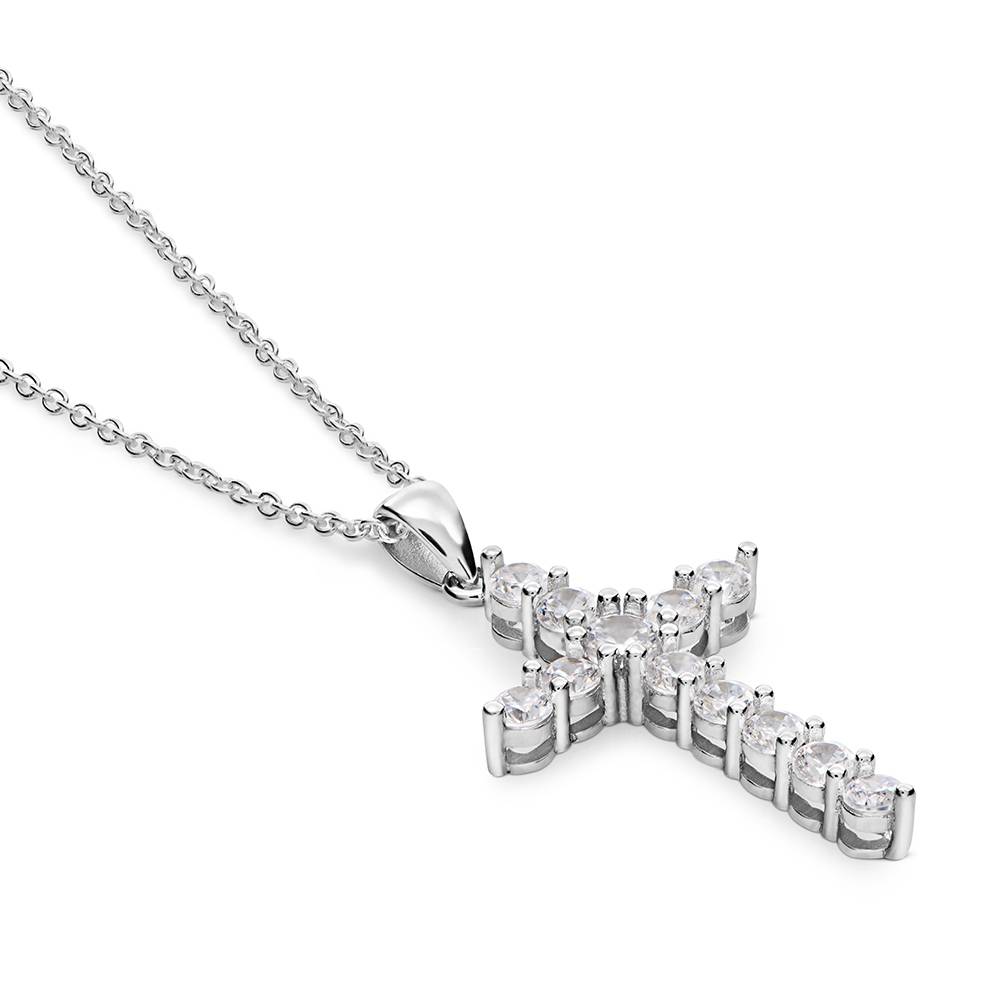 Zirkonia Kreuz Anhänger Halskette - 925er Sterlingsilber-1 Zirkonia Kreuz Anhänger Halskette - 925er Sterlingsilber-1 Produktfoto
