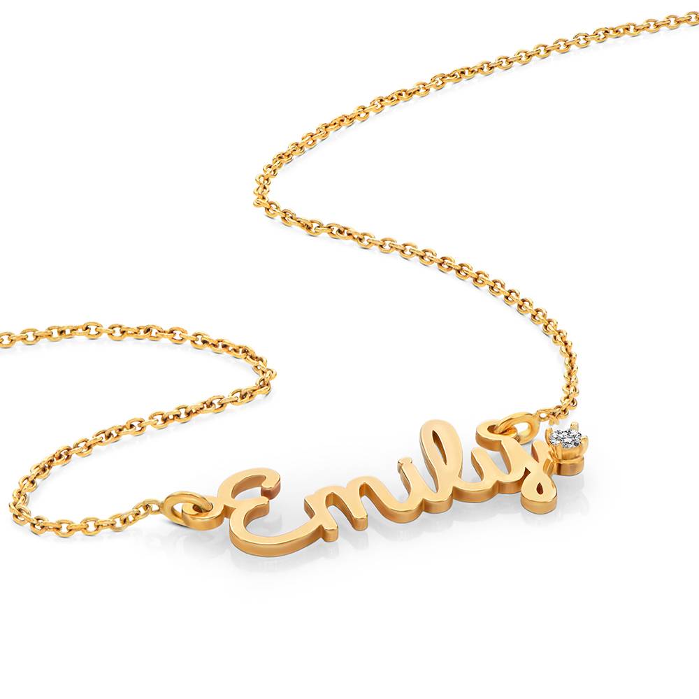Kursive Namenskette mit Diamant - Gold-Vermeil-5 Produktfoto