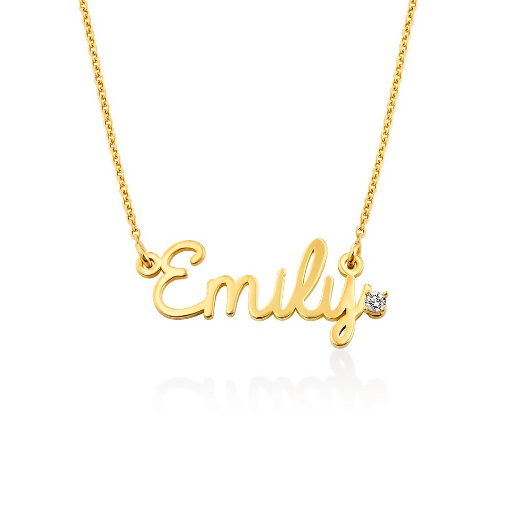 Kursive Namenskette mit Diamant - Gold-Vermeil-4 Produktfoto