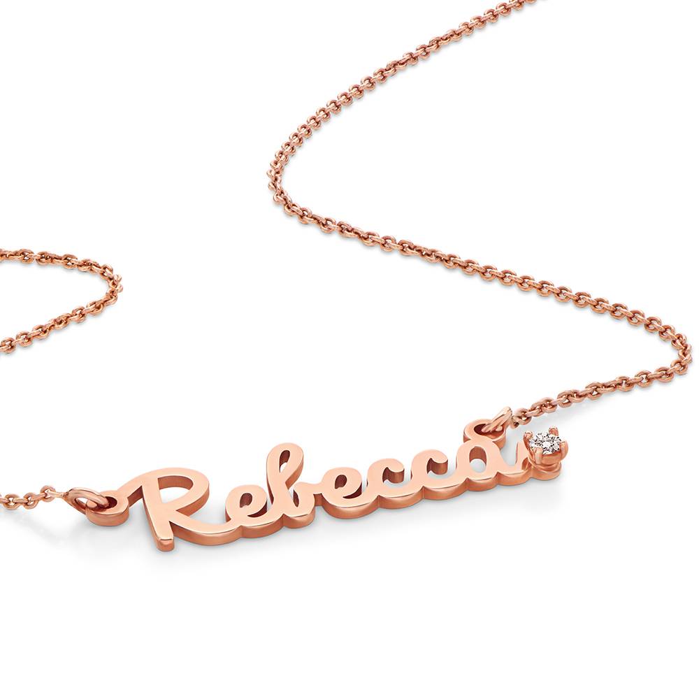 Kursive Namenskette mit Diamant - Rosévergoldet-5 Kursive Namenskette mit Diamant - Rosévergoldet-5 Produktfoto