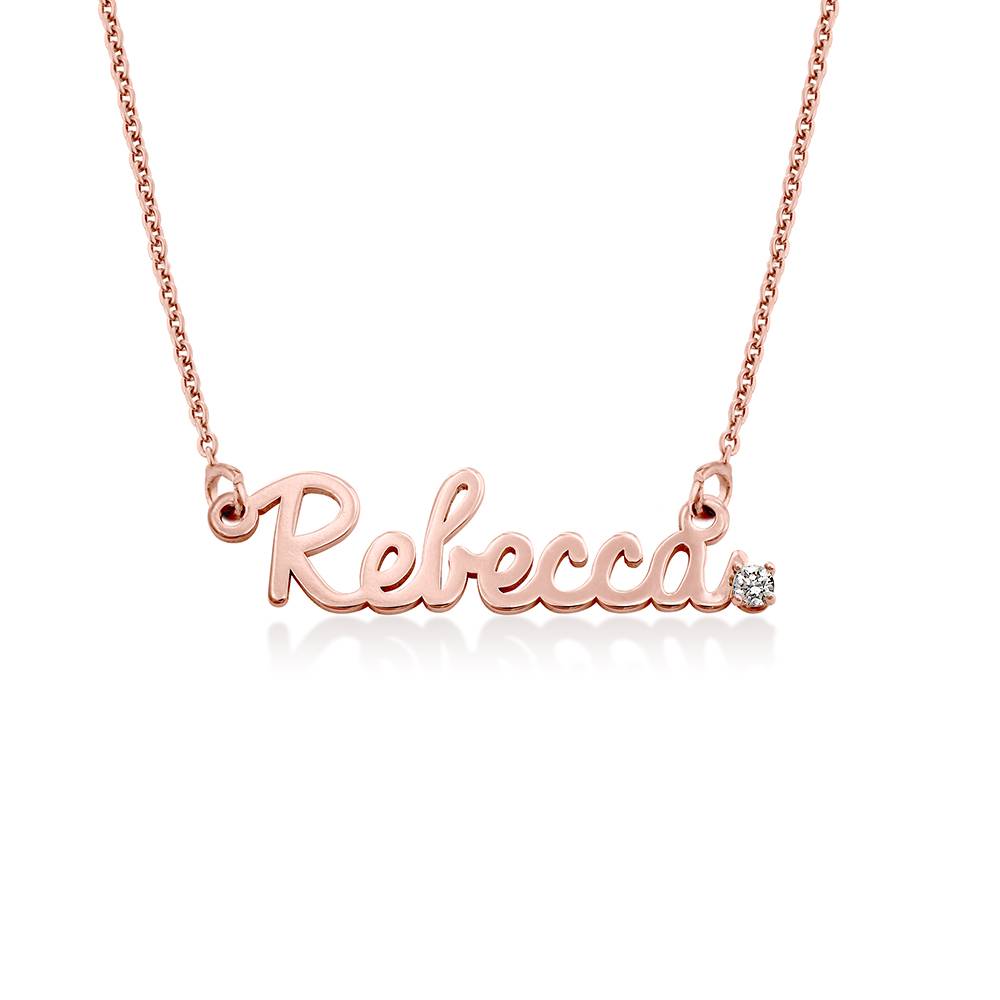Kursive Namenskette mit Diamant - Rosévergoldet-4 Kursive Namenskette mit Diamant - Rosévergoldet-4 Produktfoto