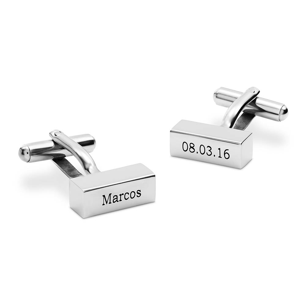Personalisierte Barren-Manschettenknöpfe - Edelstahl-1 Produktfoto