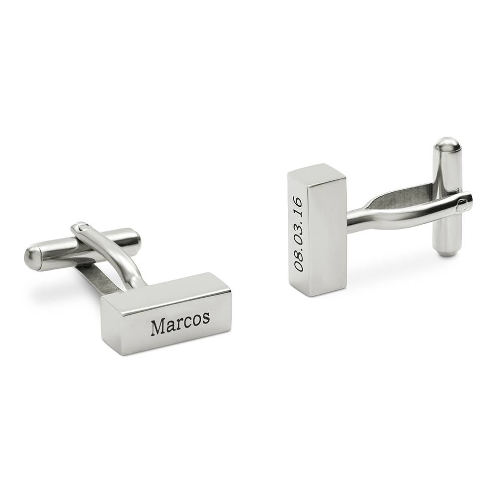 Personalisierte Barren-Manschettenknöpfe - Edelstahl-2 Produktfoto