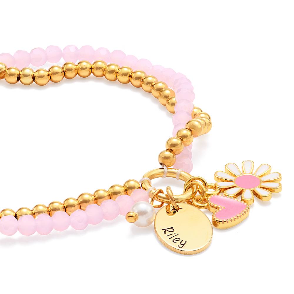 Daisygirl Perlenarmband mit Charms - 750er vergoldetes Messing-6 Produktfoto