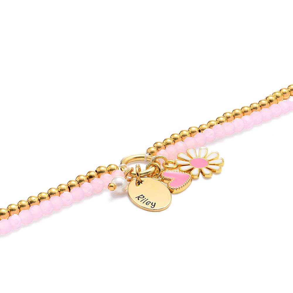 Daisygirl Perlenarmband mit Charms - 750er vergoldetes Messing-2 Produktfoto