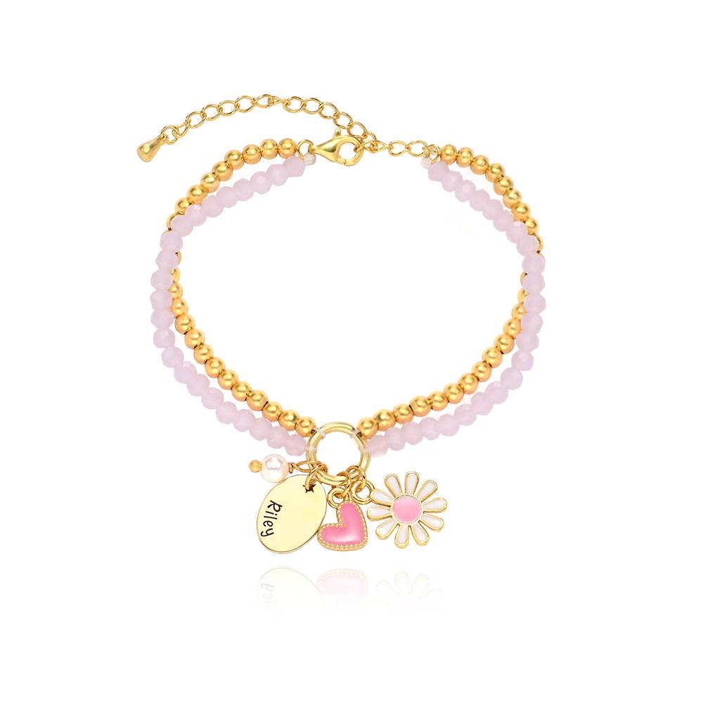 Daisygirl Perlenarmband mit Charms - 750er vergoldetes Messing-5 Produktfoto