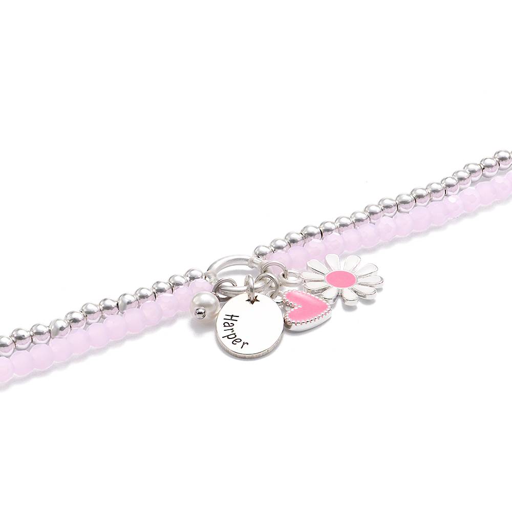 Daisygirl Perlenarmband mit Charms - versilbertes Messing-2 Produktfoto