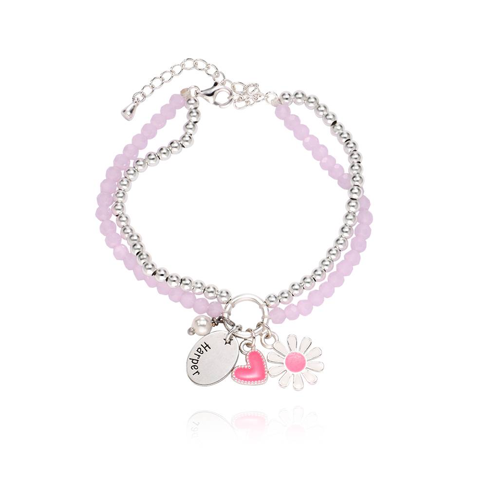 Daisygirl Perlenarmband mit Charms - versilbertes Messing-1 Produktfoto