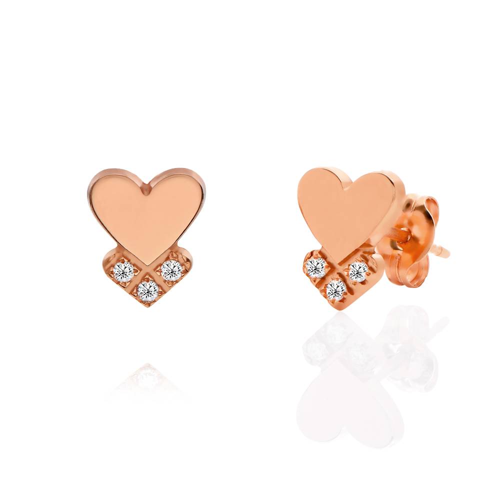 Dakota Herzohrringe mit Diamanten - rosévergoldetes Sterlingsilber-2 Dakota Herzohrringe mit Diamanten - rosévergoldetes Sterlingsilber-2 Produktfoto