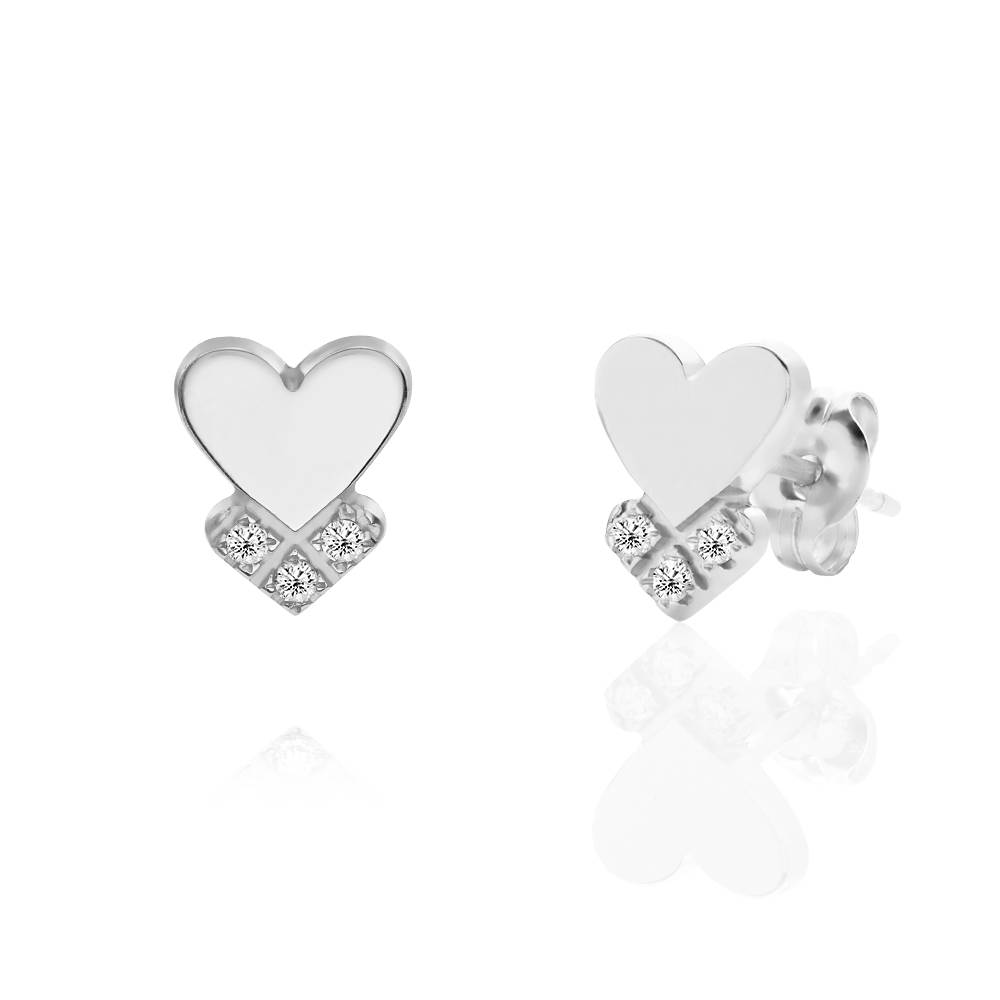 Dakota Herzohrringe mit Diamanten - 925er Sterlingsilber-4 Dakota Herzohrringe mit Diamanten - 925er Sterlingsilber-4 Produktfoto