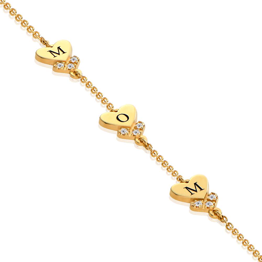 Dakota Herzarmband mit Initialen und Diamanten - vergoldetes Sterlingsilber-5 Dakota Herzarmband mit Initialen und Diamanten - vergoldetes Sterlingsilber-5 Produktfoto