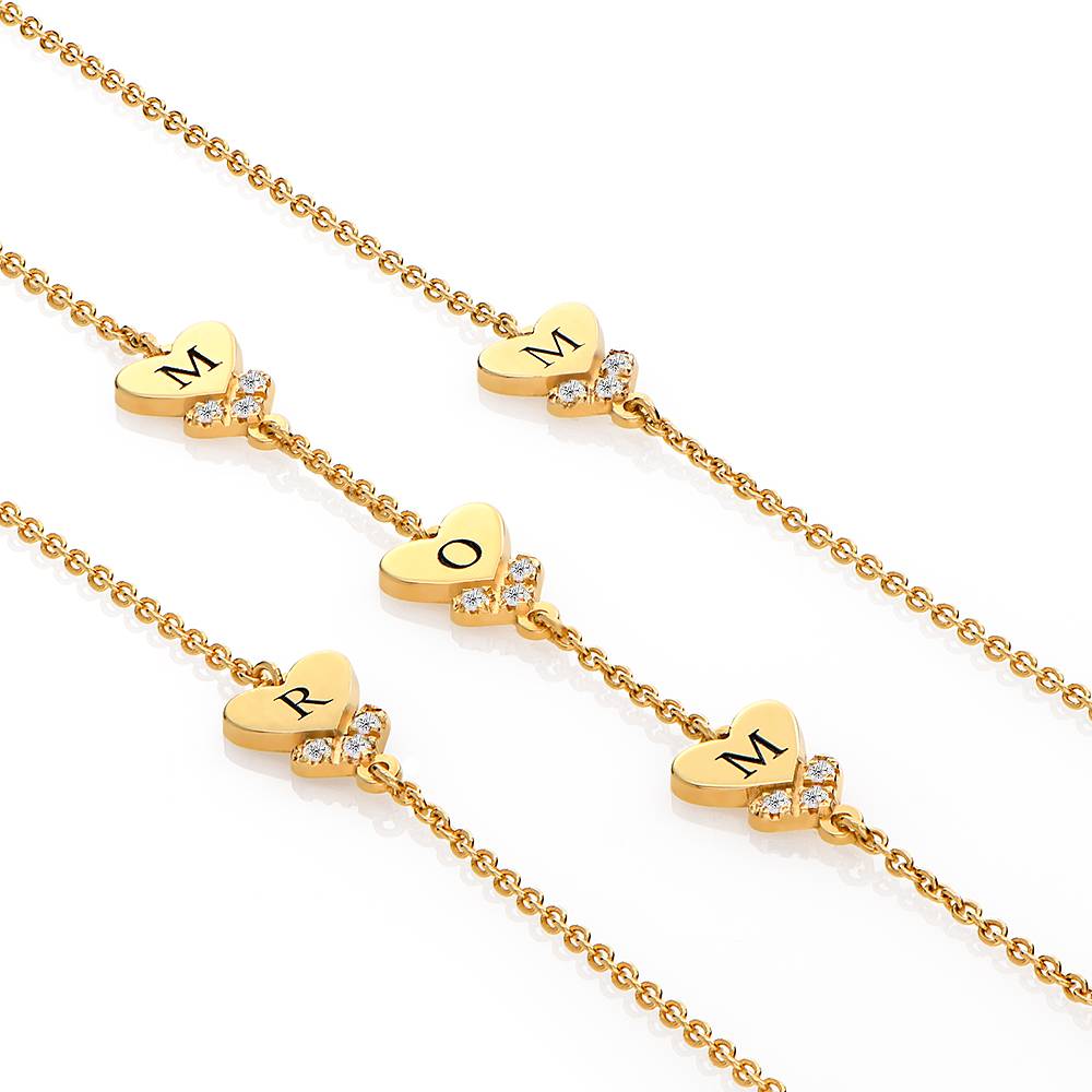 Dakota Herzarmband mit Initialen und Diamanten - Gold-Vermeil-4 Produktfoto