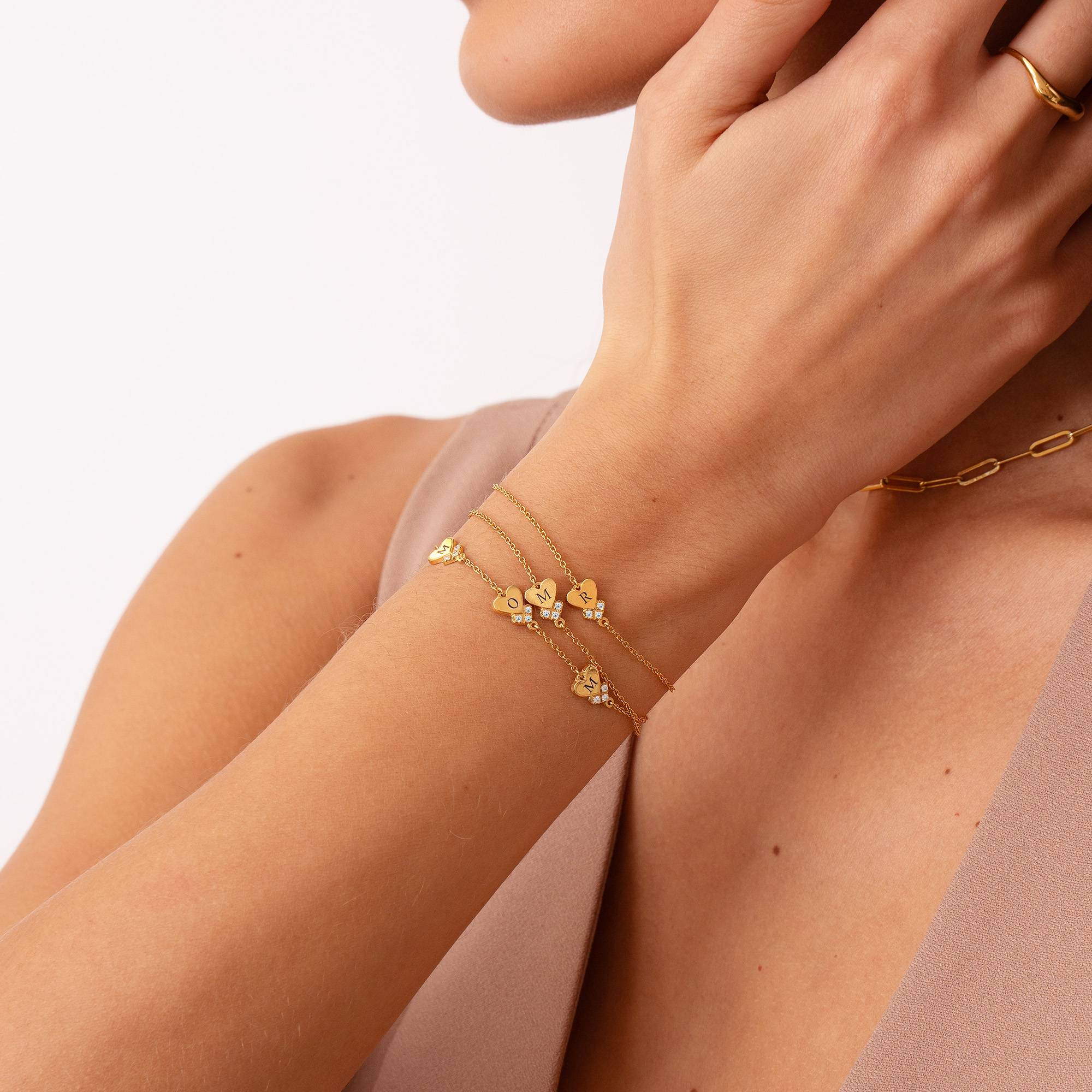 Dakota Herzarmband mit Initialen und Diamanten - Gold-Vermeil-2 Produktfoto