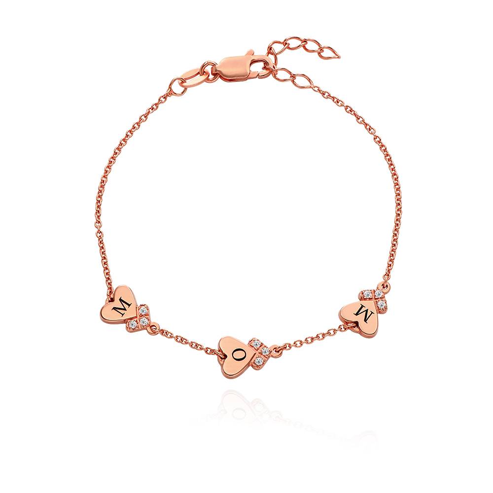Dakota Herzarmband mit Initialen und Diamanten - rosévergoldetes Sterlingsilber-4 Produktfoto