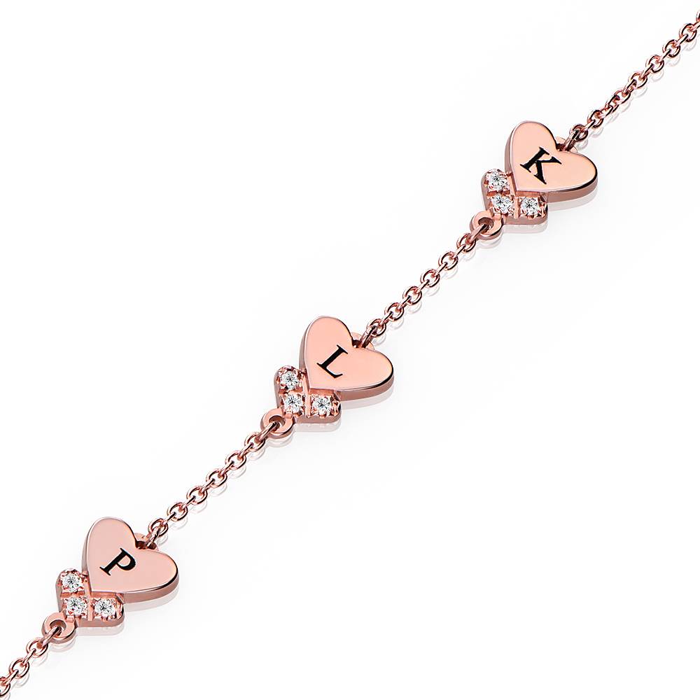 Dakota Herzarmband mit Initialen und Diamanten - rosévergoldetes Sterlingsilber-5 Produktfoto