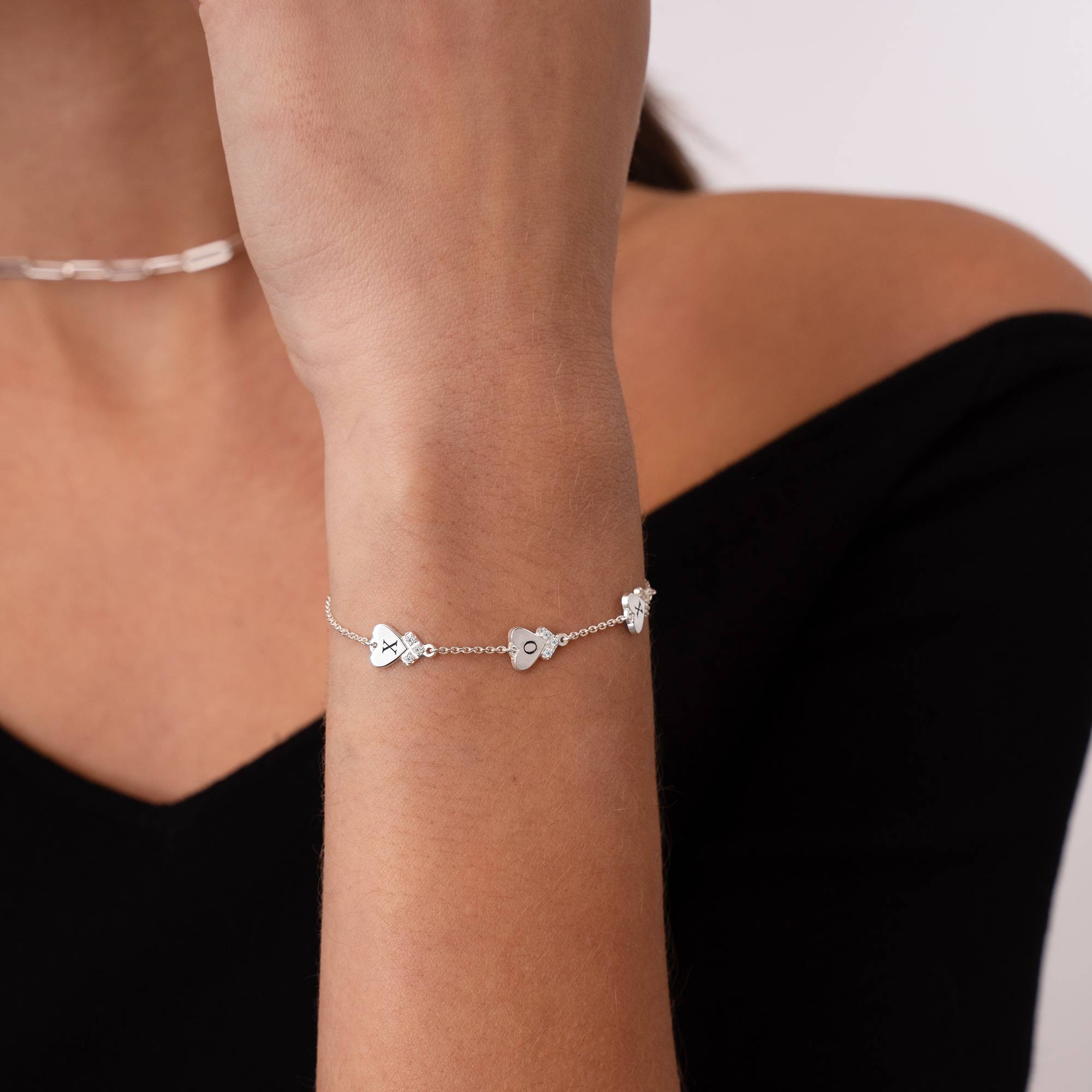 Dakota Herzarmband mit Initialen und Diamanten - 925er Sterlingsilber-5 Produktfoto