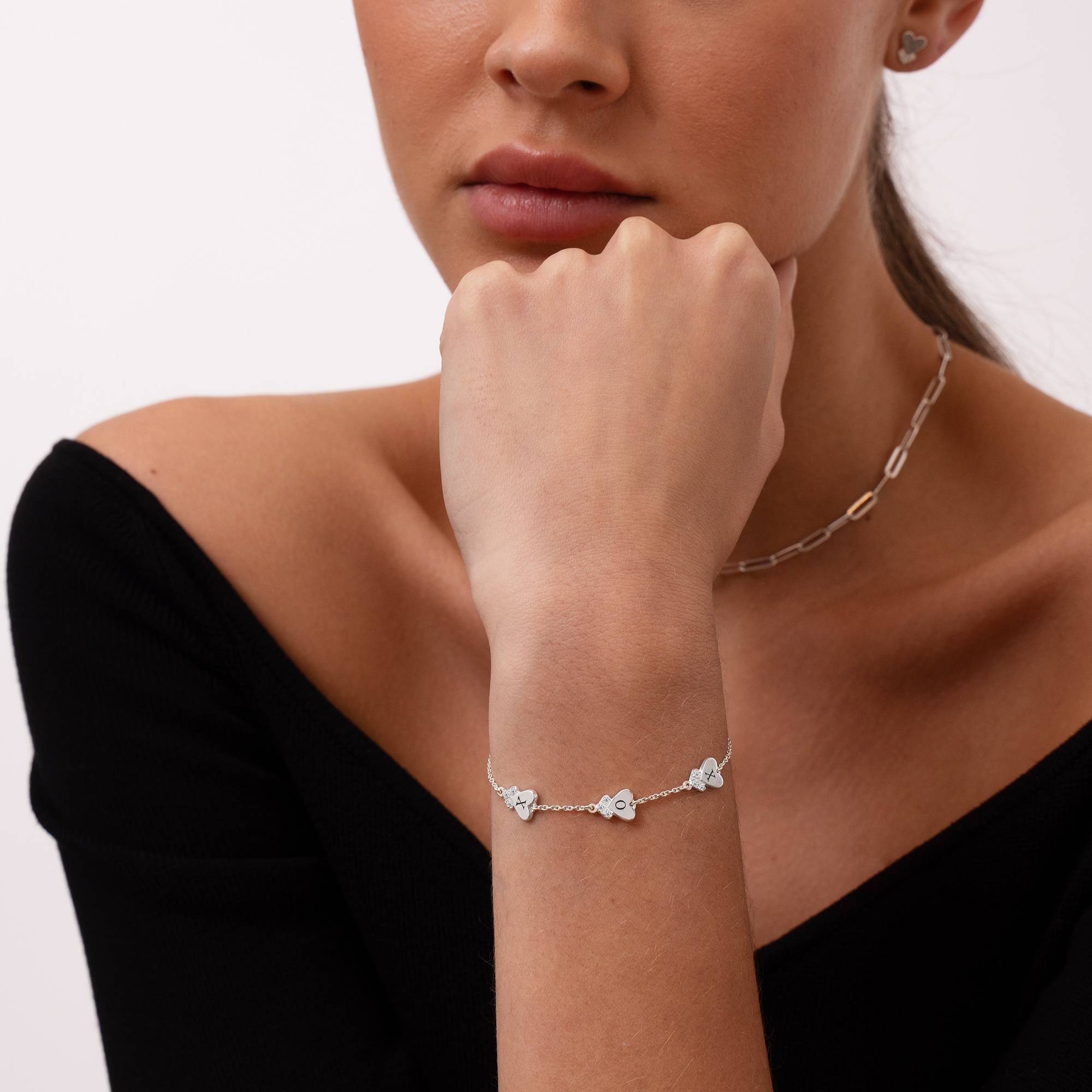Dakota Herzarmband mit Initialen und Diamanten - 925er Sterlingsilber-3 Produktfoto