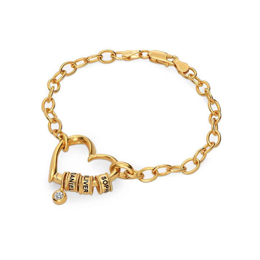 Delina Armband mit gravierten Beads und 0,10 ct Diamant  - Gold-Vermeil-2 Produktfoto