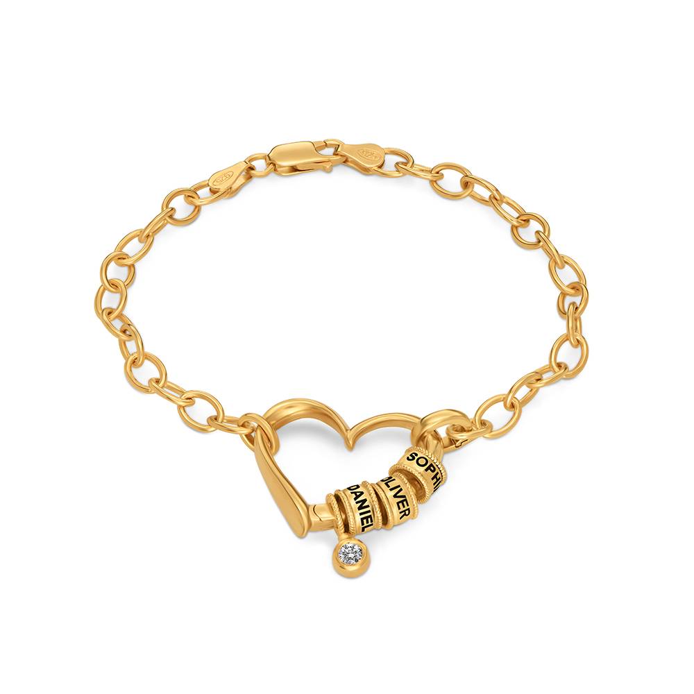 Delina Armband mit gravierten Beads und 0,10 ct Diamant  - Gold-Vermeil-4 Produktfoto