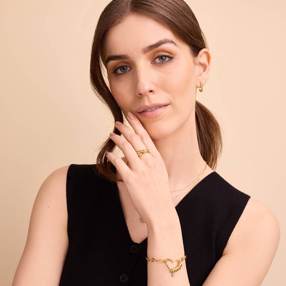 Delina Armband mit gravierten Beads und 0,10 ct Diamant  - Gold-Vermeil-3 Produktfoto
