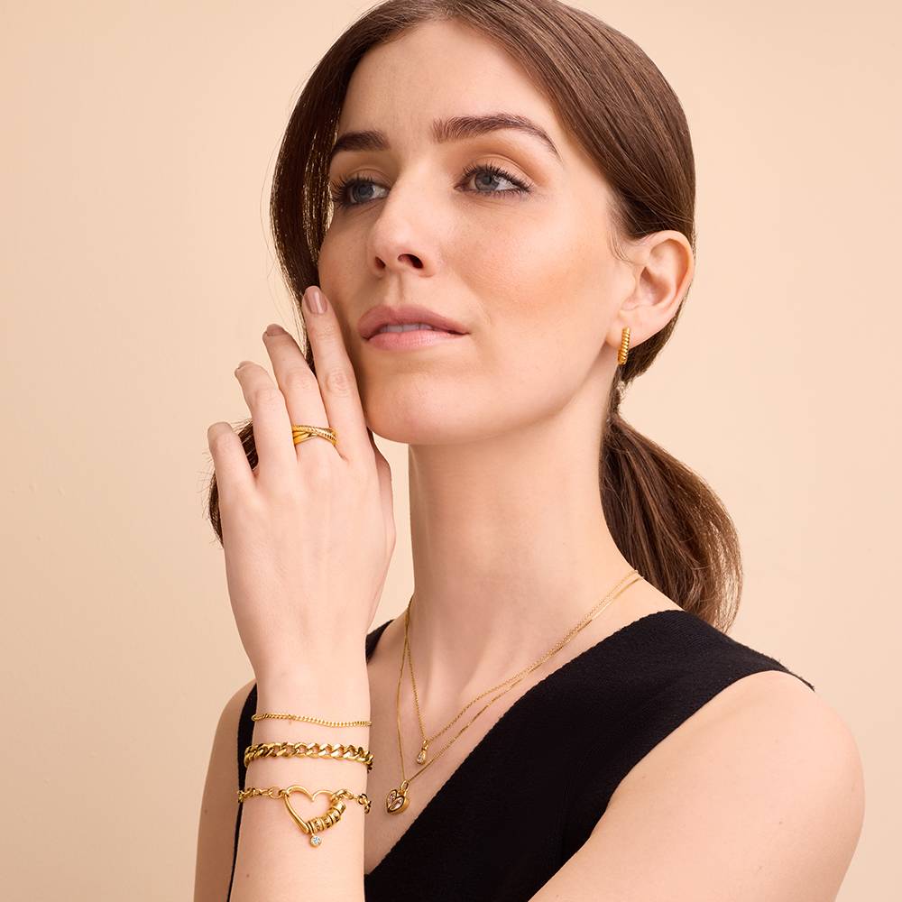 Delina Armband mit gravierten Beads und 0,10 ct Diamant  - Gold-Vermeil-1 Produktfoto