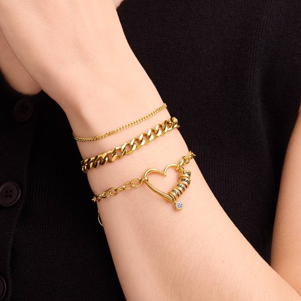 Delina Armband mit gravierten Beads und 0,10 ct Diamant  - Gold-Vermeil-5 Produktfoto