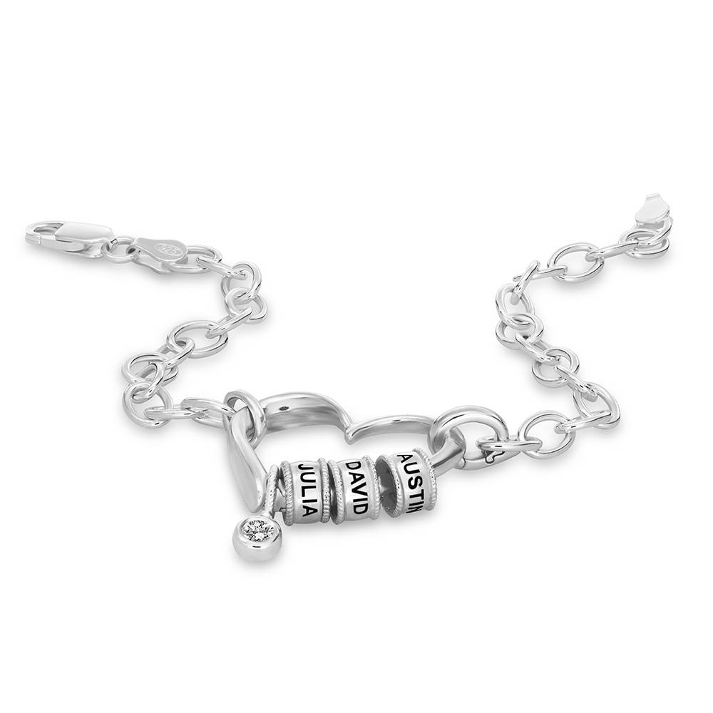 Delina Armband mit gravierten Beads und 0,10 ct Diamant - 925er Sterlingsilber-2 Delina Armband mit gravierten Beads und 0,10 ct Diamant - 925er Sterlingsilber-2 Produktfoto
