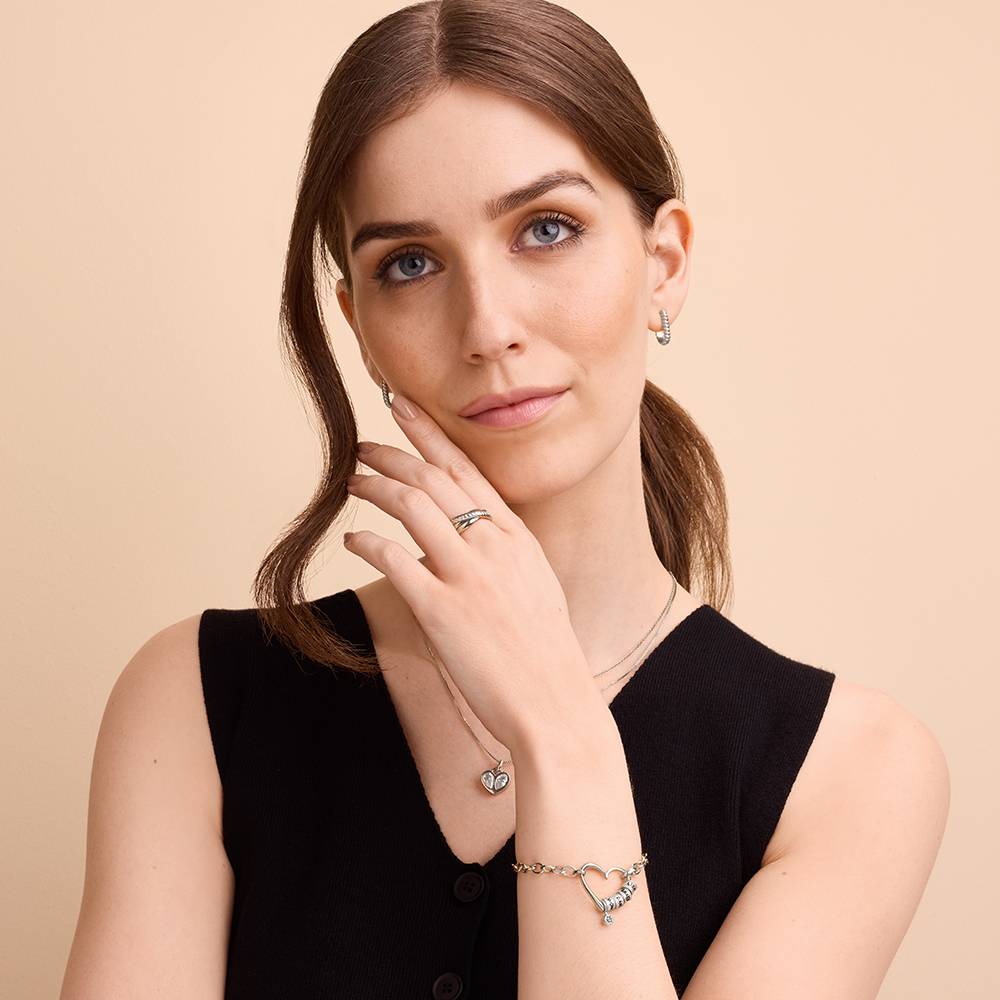 Delina Armband mit gravierten Beads und 0,10 ct Diamant - 925er Sterlingsilber-3 Delina Armband mit gravierten Beads und 0,10 ct Diamant - 925er Sterlingsilber-3 Produktfoto