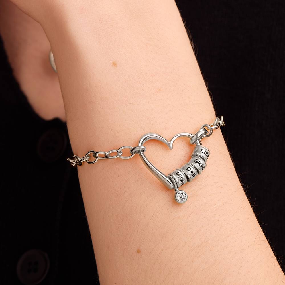 Delina Armband mit gravierten Beads und 0,10 ct Diamant - 925er Sterlingsilber-1 Delina Armband mit gravierten Beads und 0,10 ct Diamant - 925er Sterlingsilber-1 Produktfoto
