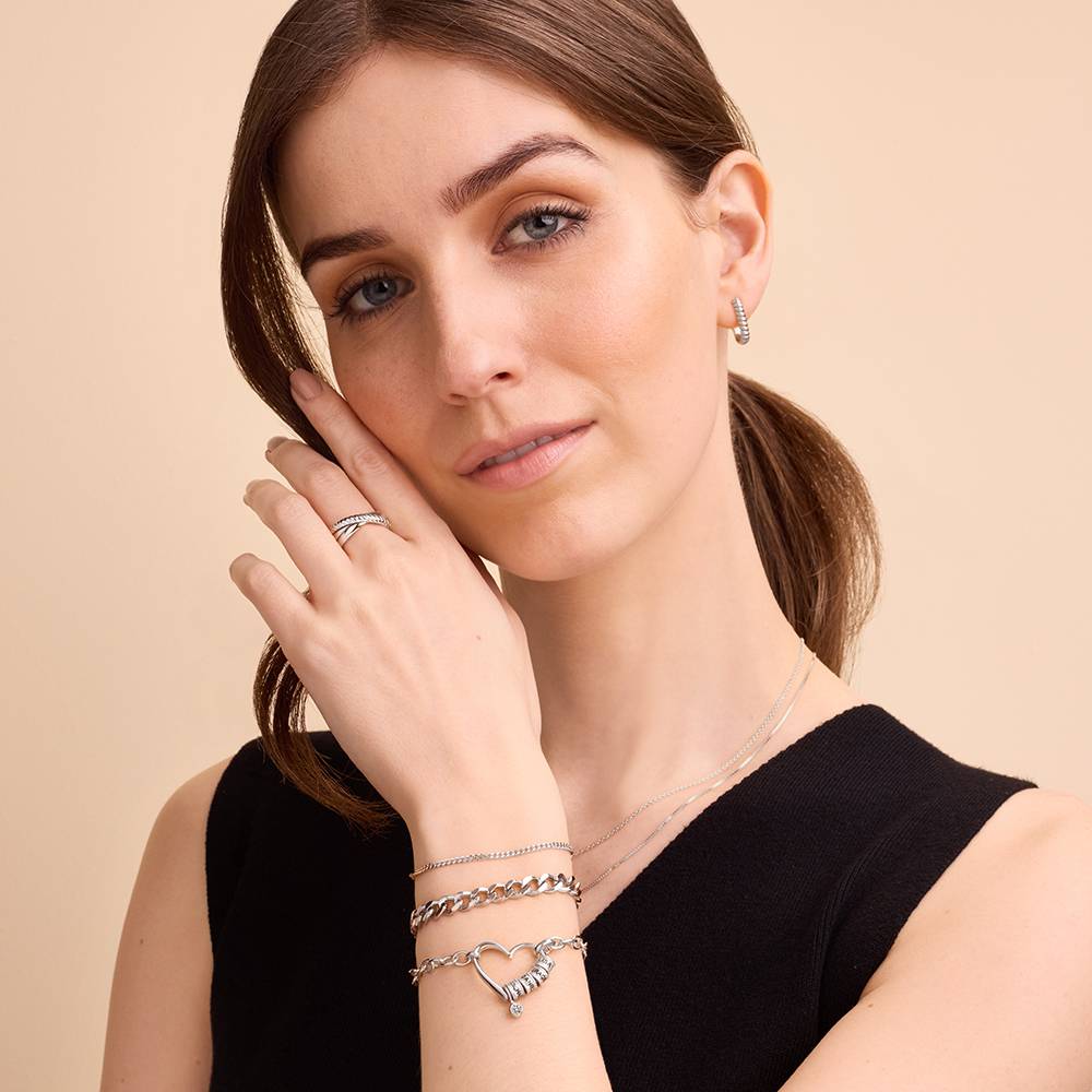 Delina Armband mit gravierten Beads und 0,10 ct Diamant - 925er Sterlingsilber-4 Delina Armband mit gravierten Beads und 0,10 ct Diamant - 925er Sterlingsilber-4 Produktfoto
