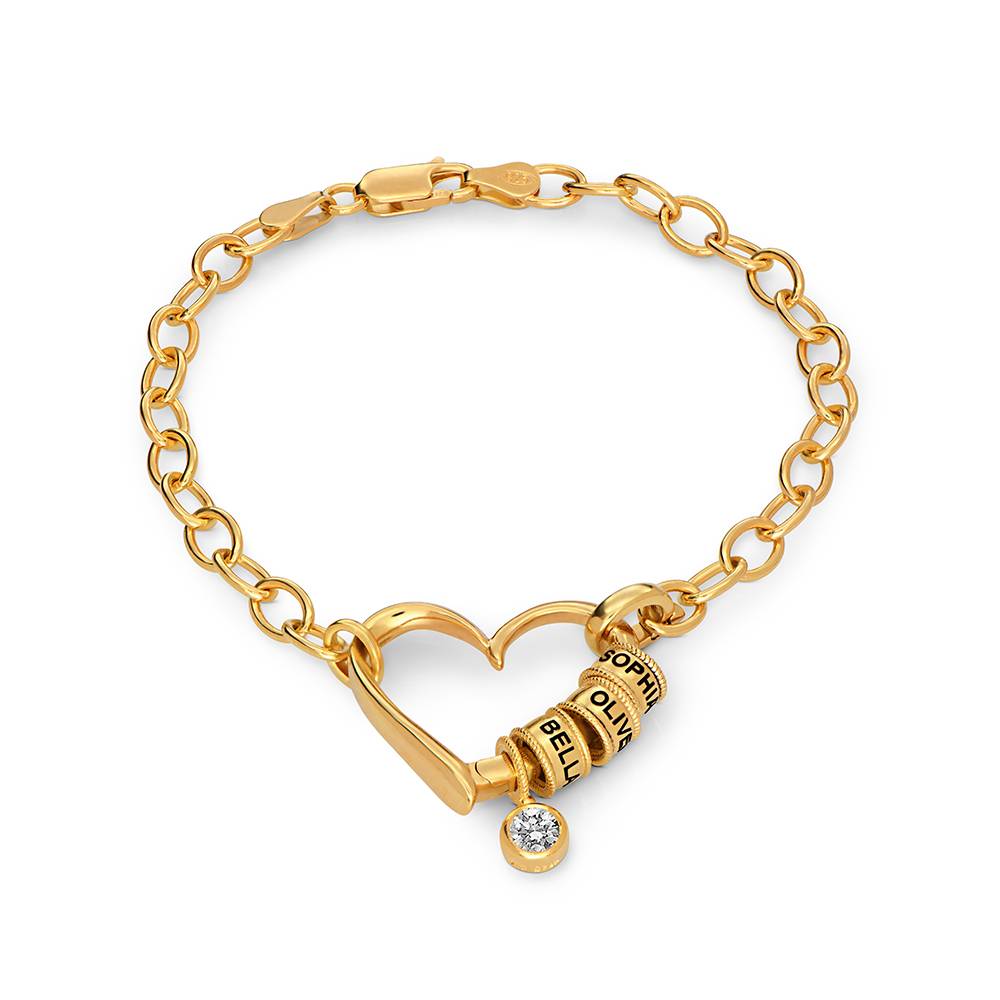 Delina Armband mit gravierten Beads und 0,25 ct Diamant - Vergoldet-1 Delina Armband mit gravierten Beads und 0,25 ct Diamant - Vergoldet-1 Produktfoto