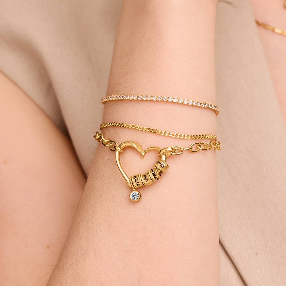 Delina Armband mit gravierten Beads und 0,25 ct Diamant - Vergoldet-4 Delina Armband mit gravierten Beads und 0,25 ct Diamant - Vergoldet-4 Produktfoto