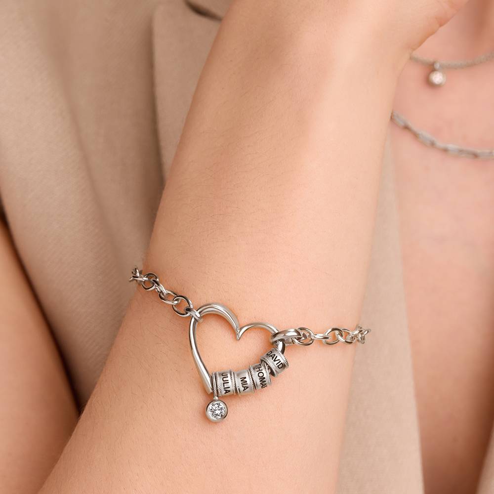 Delina Armband mit gravierten Beads und 0,25 ct Diamant - 925er Sterlingsilber-5 Delina Armband mit gravierten Beads und 0,25 ct Diamant - 925er Sterlingsilber-5 Produktfoto